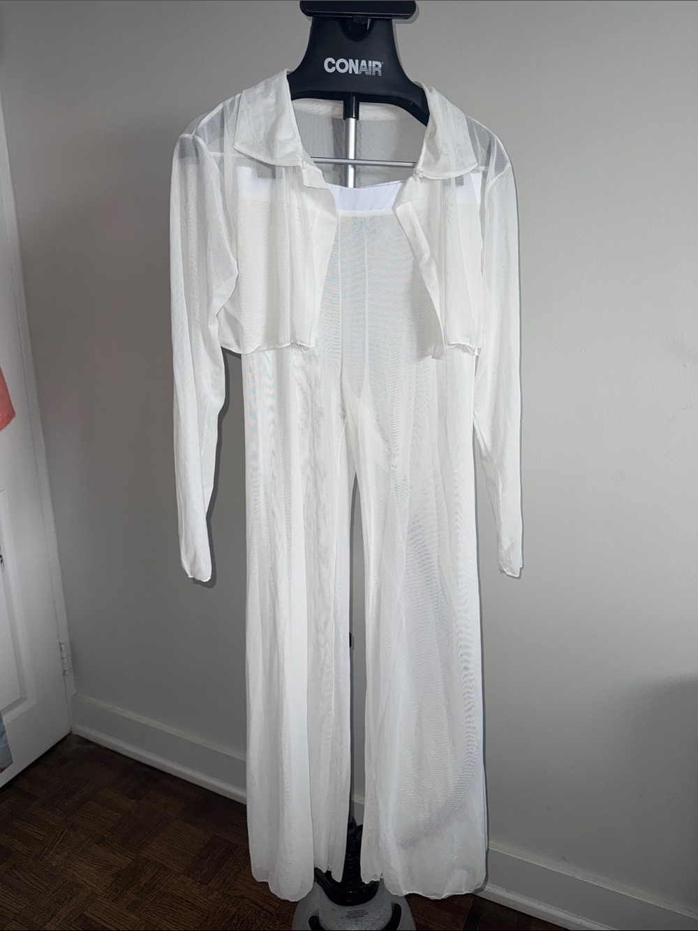 White Sheer pants with Crop Jacket cover up